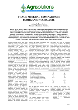 TRACE MINERAL COMPARISON: INORGANIC vs