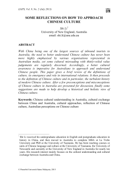 SOME REFLECTIONS ON HOW TO APPROACH CHINESE CULTURE