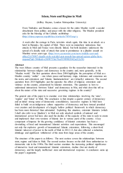 Islam, State and Regime in Mali