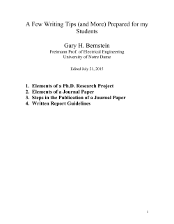 A Few Writing Tips - Gary H. Bernstein