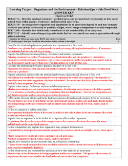 Learning Targets: Organisms and the Environment – Relationships