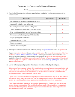Properties of Matter Worksheet (Solutions)