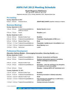 ASPA Fall 2013 Meeting Schedule