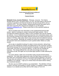 4Q10 Prepared Remarks - Investor Relations Solutions