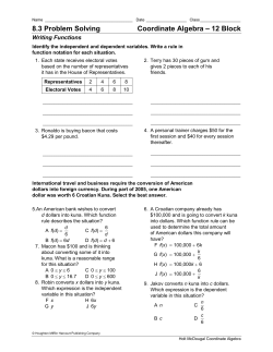 8.3 Problem Solving Coordinate Algebra &ndash; 12 Block