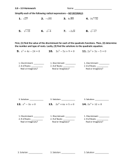 3.8 &ndash; 3.9 Homework Name: Simplify each of the following radical