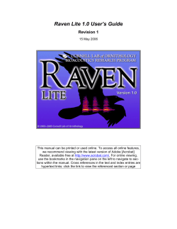 Raven Lite 1.0 User`s Guide - Cornell Lab of Ornithology