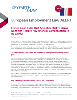 French Court Rules That A Confidentiality Clause Does Not Require