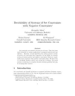 Decidability of Systems of Set Constraints with Negative Constraints