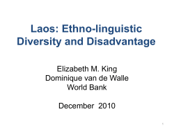 Laos: Ethno-linguistic Diversity and Disadvantage