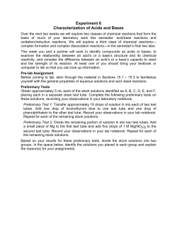 Experiment 8 Characterization of Acids and Bases