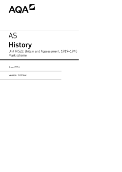 Britain and Appeasement, 1919 - 1940 June 2016