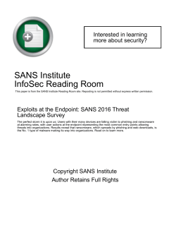 Exploits at the Endpoint: SANS 2016 Threat