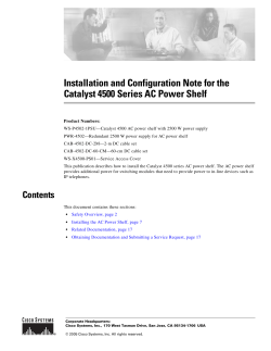 Installation and Configuration Note for the Catalyst 4500