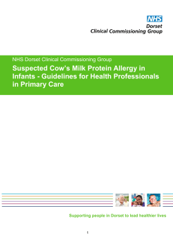 Suspected Cow`s Milk Protein Allergy in Infants