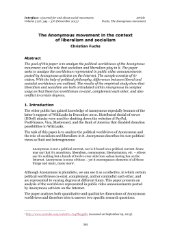 The Anonymous movement - Interface: a journal for and about social