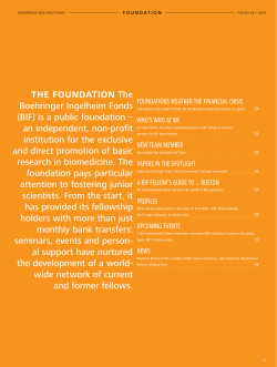 THe FoUNDATIoN the Boehringer Ingelheim Fonds (BIF) is a public