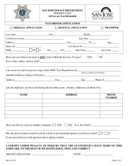 Taxi Driver Application - San Jose Police Department