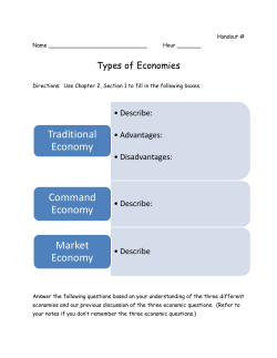 Traditional Economy Command Economy Market Economy