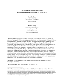 CHANGES IN AFFIRMATIVE ACTION IN THE ERA OF HOPWOOD