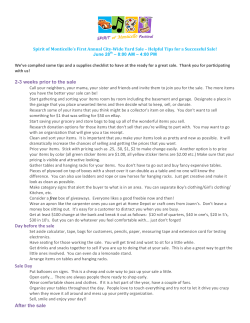 Spirit of Monticello Successful Yard Sale Tips