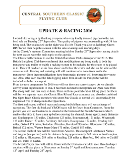 Racing 2016 and Update