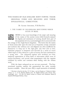 The names of Old-English mint-towns
