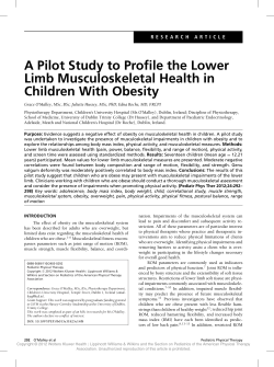 A Pilot Study to Profile the Lower Limb Musculoskeletal Health in