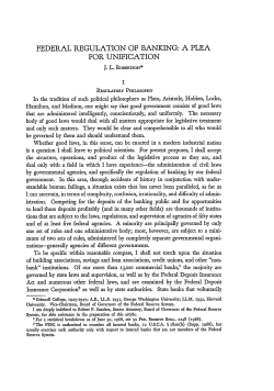 Federal Regulation of Banking: A Plea for Unification