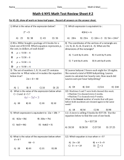 Math 6 NYS Math Test Review Sheet #2 &ndash; HW