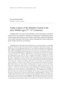 Arabic Culture of the Melchite Church in the early Middle Ages (7th
