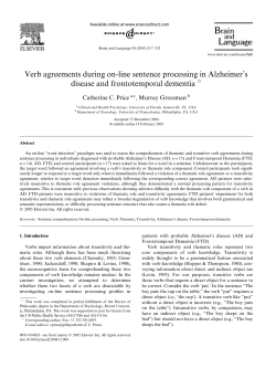 Verb agreements during on-line sentence processing in Alzheimer`s