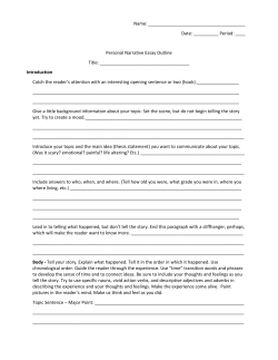 Personal Narrative Essay Outline Title