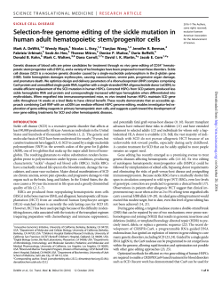 Selection-free genome editing of the sickle mutation in human adult