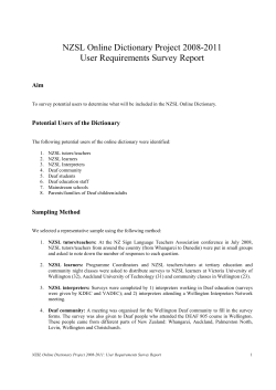 NZSL Online Dictionary Project 2008