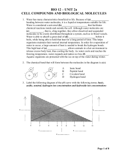 BIO 12 &ndash; UNIT 2a CELL COMPOUNDS AND BIOLOGICAL