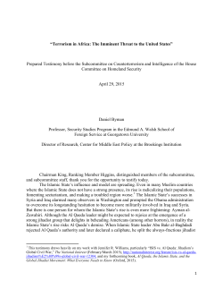 “Terrorism in Africa: The Imminent Threat to the United States