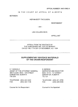 supplementary sentence materials of the crown respondent