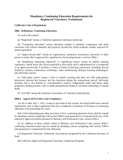 Mandatory CE for Registered Veterinary Technicians