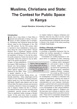 Muslims, Christians and State: The Contest for Public Space in Kenya