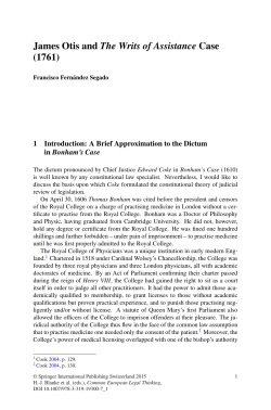 James Otis and The Writs of Assistance Case (1761)