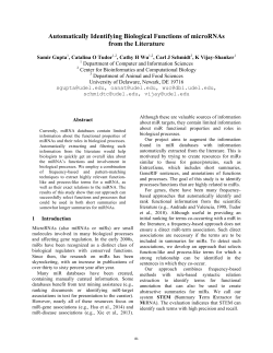 Automatically Identifying Biological Functions of microRNAs from the