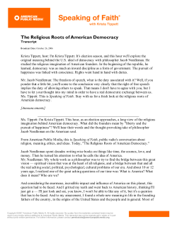 Transcript: The Religious Roots of American Democracy
