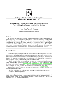 A Productivity Test of Statistical Machine Translation Post
