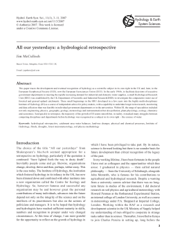 All our yesterdays: a hydrological retrospective