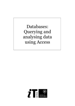 Databases: Querying and analysing data using Access