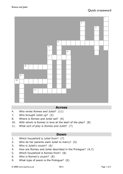 Romeo and Juliet Crossword