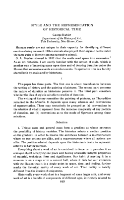 STYLE AND THE REPRESENTATION OF HISTORICAL