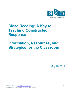 Close Reading: A Key to Teaching Constructed Response