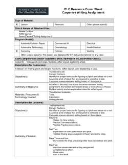 PLC Resource Cover Sheet Carpentry Writing Assignment